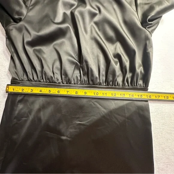 NWT Commense Satin Mock Neck Tie Back Black Short Dress Size Medium - Picture 9 of 13